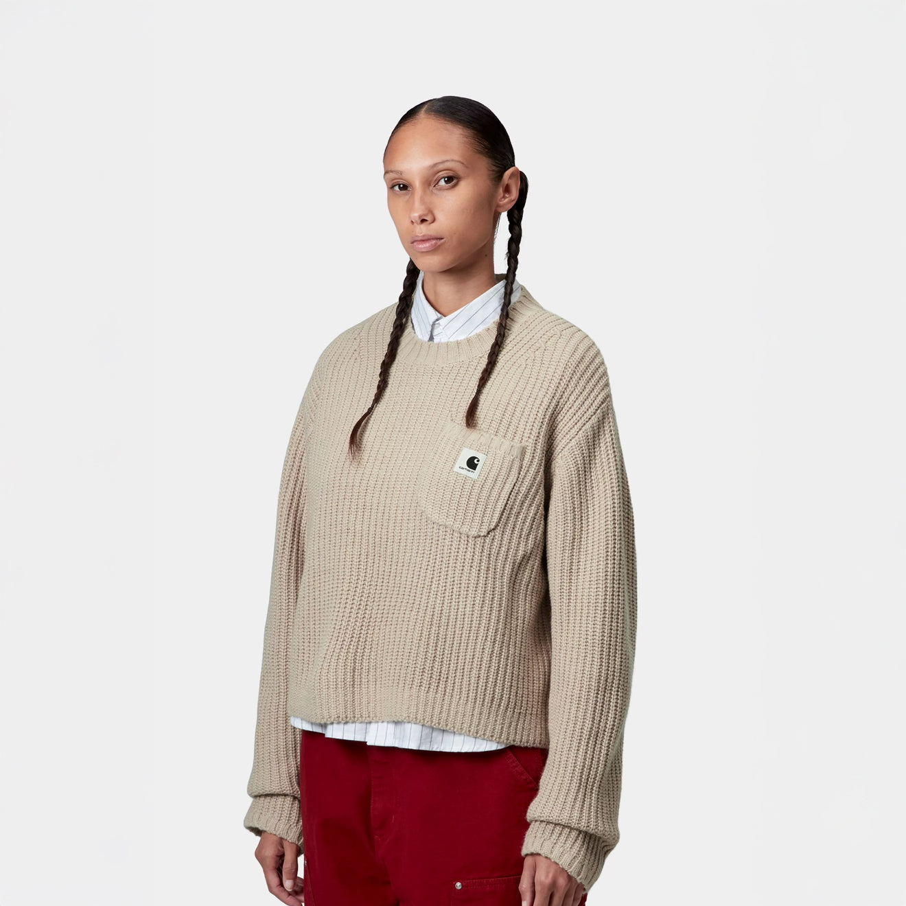 Carhartt WIP Womens Mira Sweater Fleur De Sel - pam pam 