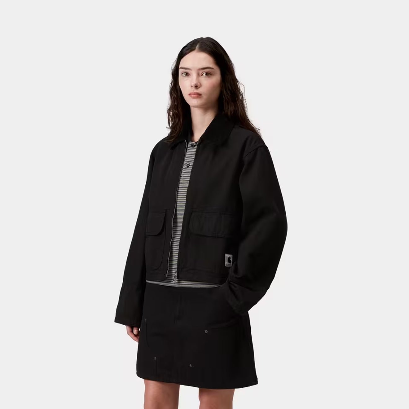 Carhartt WIP Womens Prescott Jacket Black / Black Garment Dyed - pam pam 