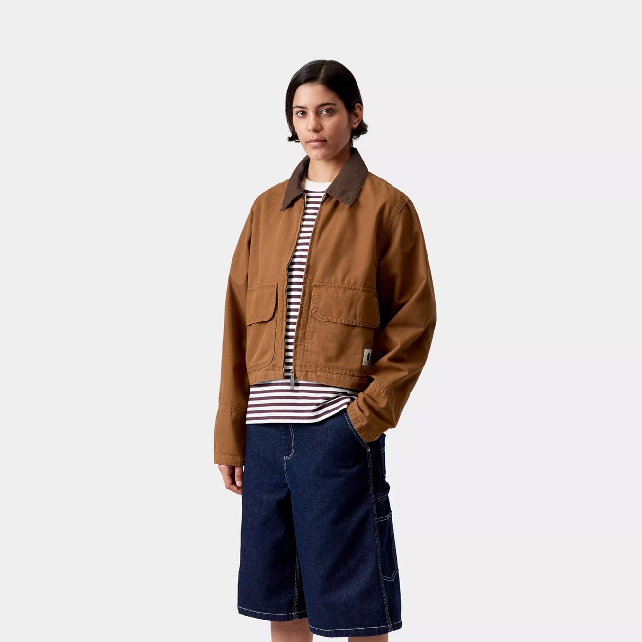 Carhartt WIP Womens Prescott Jacket Hamilton Brown / Tobacco Garment Dyed - pam pam 