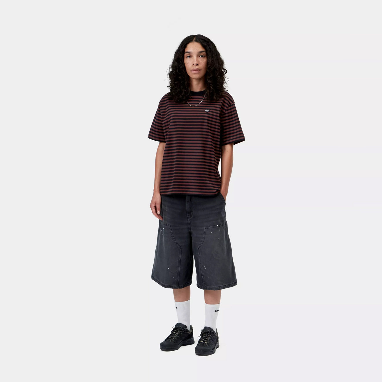 Carhartt WIP Womens S/S Essy T-Shirt Essy Stripe Black / Amarone