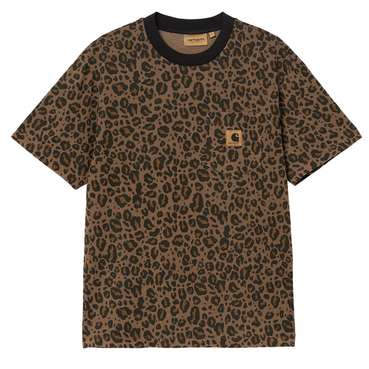 Carhartt WIP Womens S/S Leo Pocket T-Shirt Camo Leo Tamarind Garment Dyed