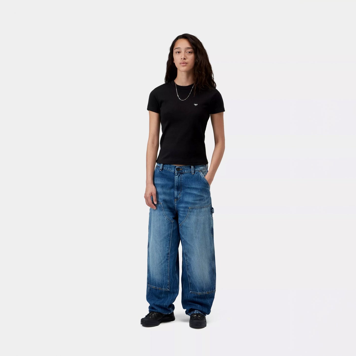 Carhartt WIP Womens S/S Small Heart Patch T-Shirt Black / Black