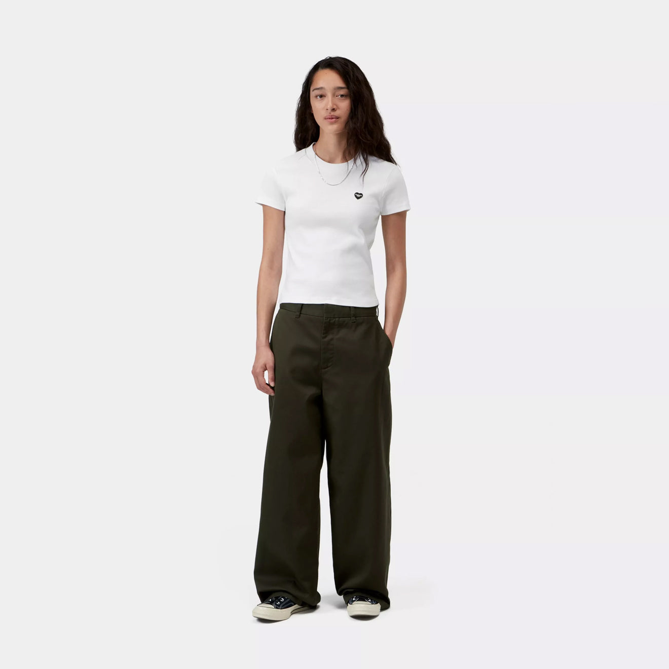 Carhartt WIP Womens S/S Small Heart Patch T-Shirt White / Black