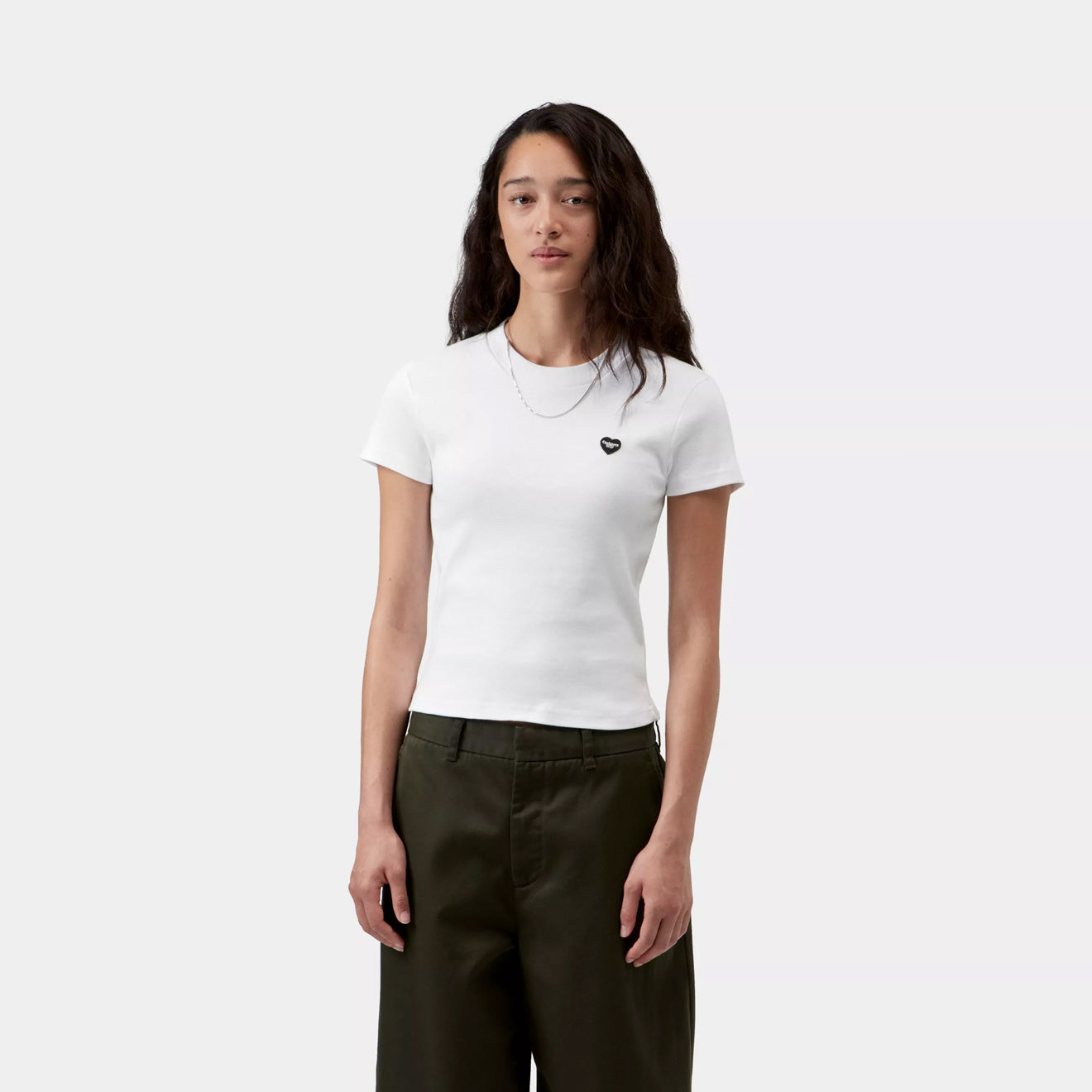 Carhartt WIP Womens S/S Small Heart Patch T-Shirt White / Black
