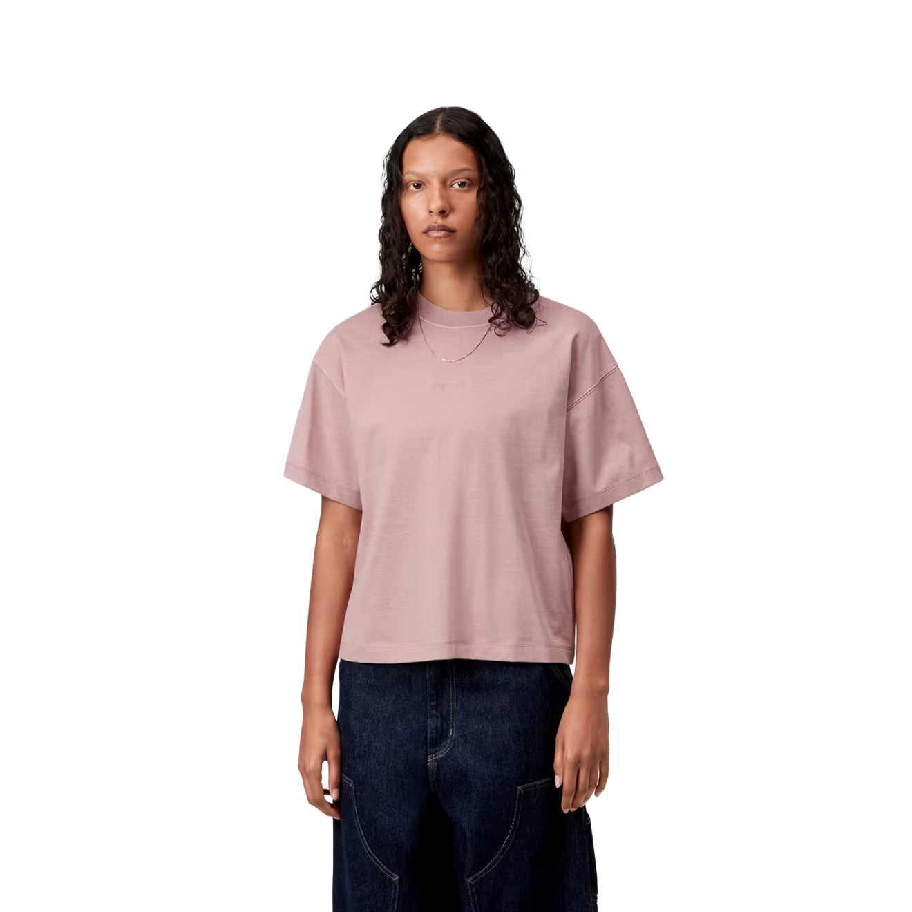 Carhartt WIP Womens S/S Benton T-Shirt Glassy Pink Garment Dyed - pam pam 