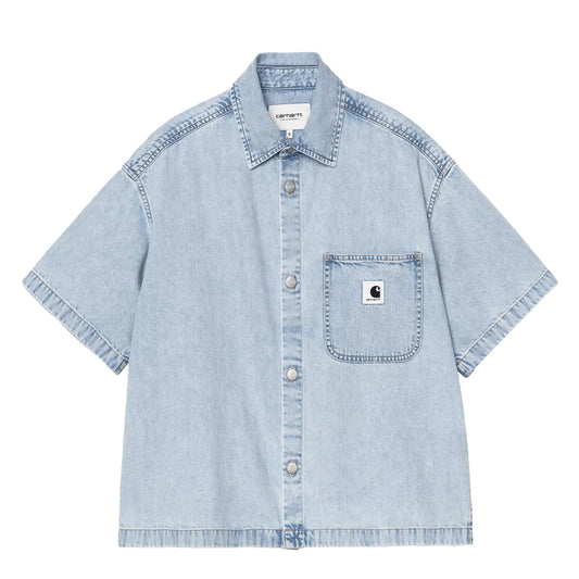 Carhartt WIP Womens S/S Lovilia Shirt Blue Stone Bleached - pam pam