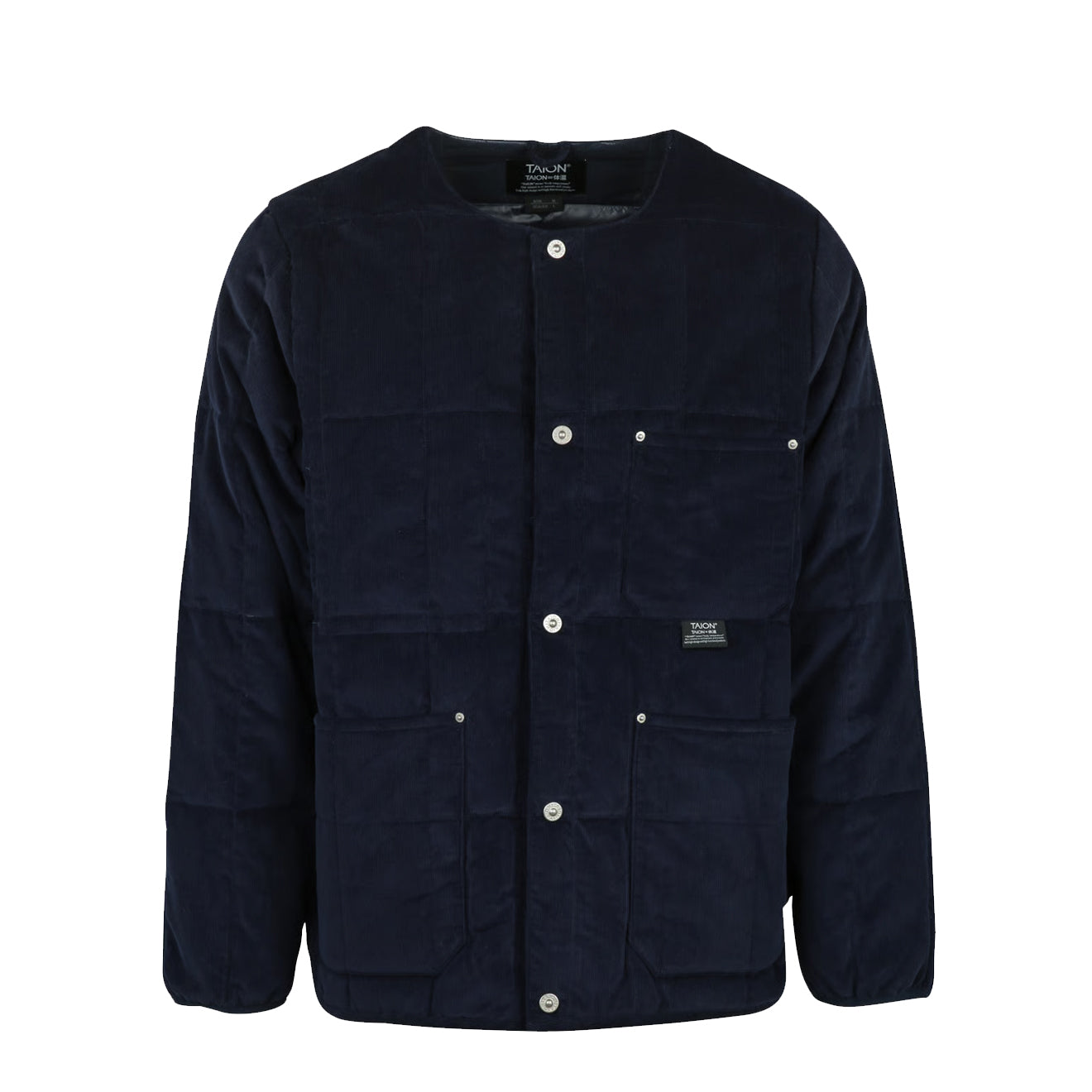 Taion Work Crew Neck Corduroy Down Jacket Dark Navy