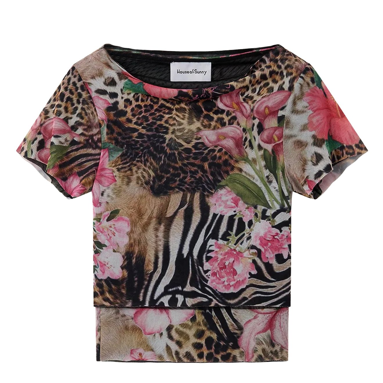 House of Sunny Tropical Mesh Top Multi