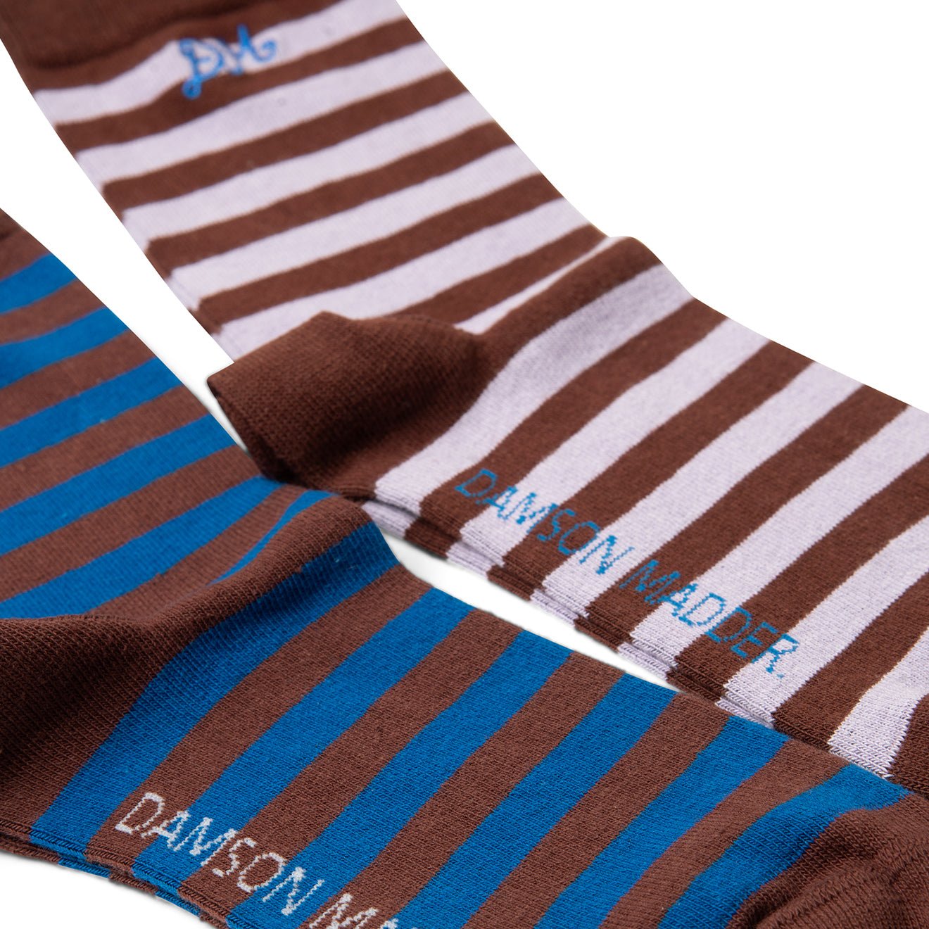 Damson Madder 2 Pack Socks Mixed Choc Stripe Multi