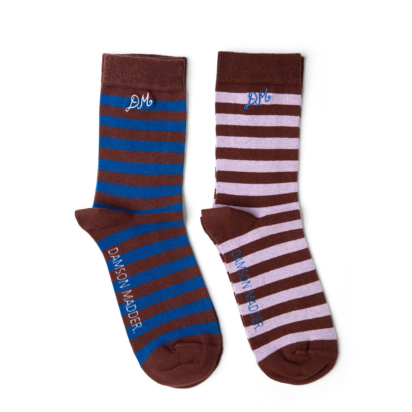 Damson Madder 2 Pack Socks Mixed Choc Stripe Multi