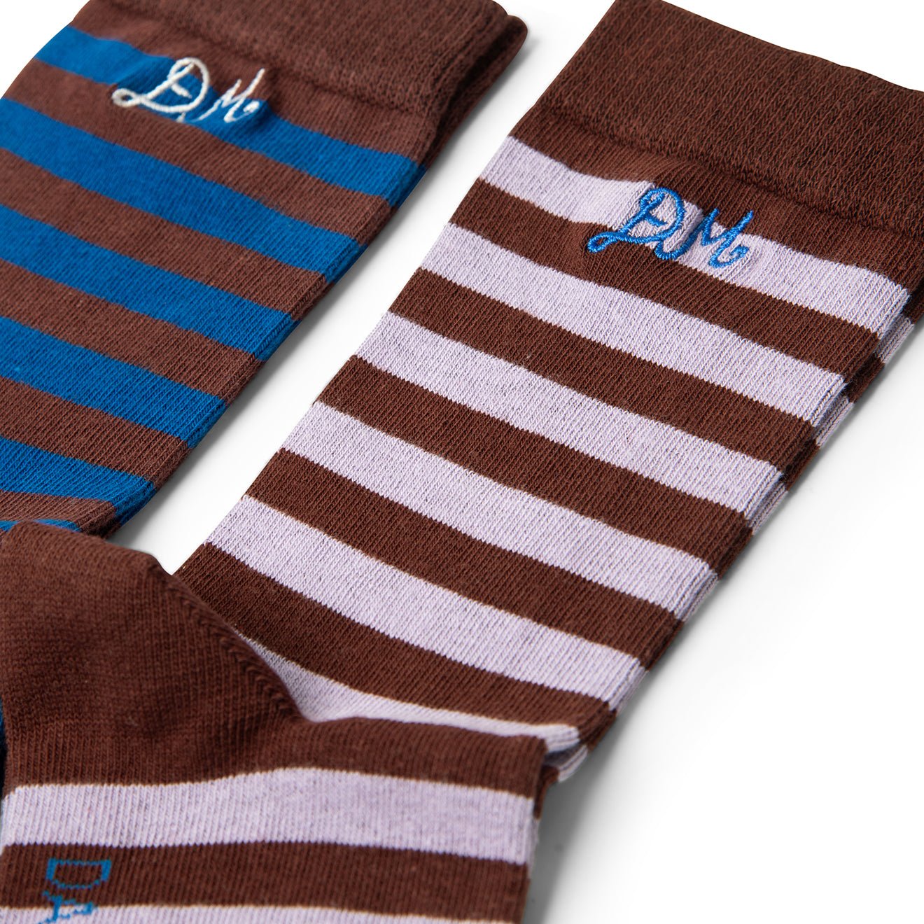 Damson Madder 2 Pack Socks Mixed Choc Stripe Multi