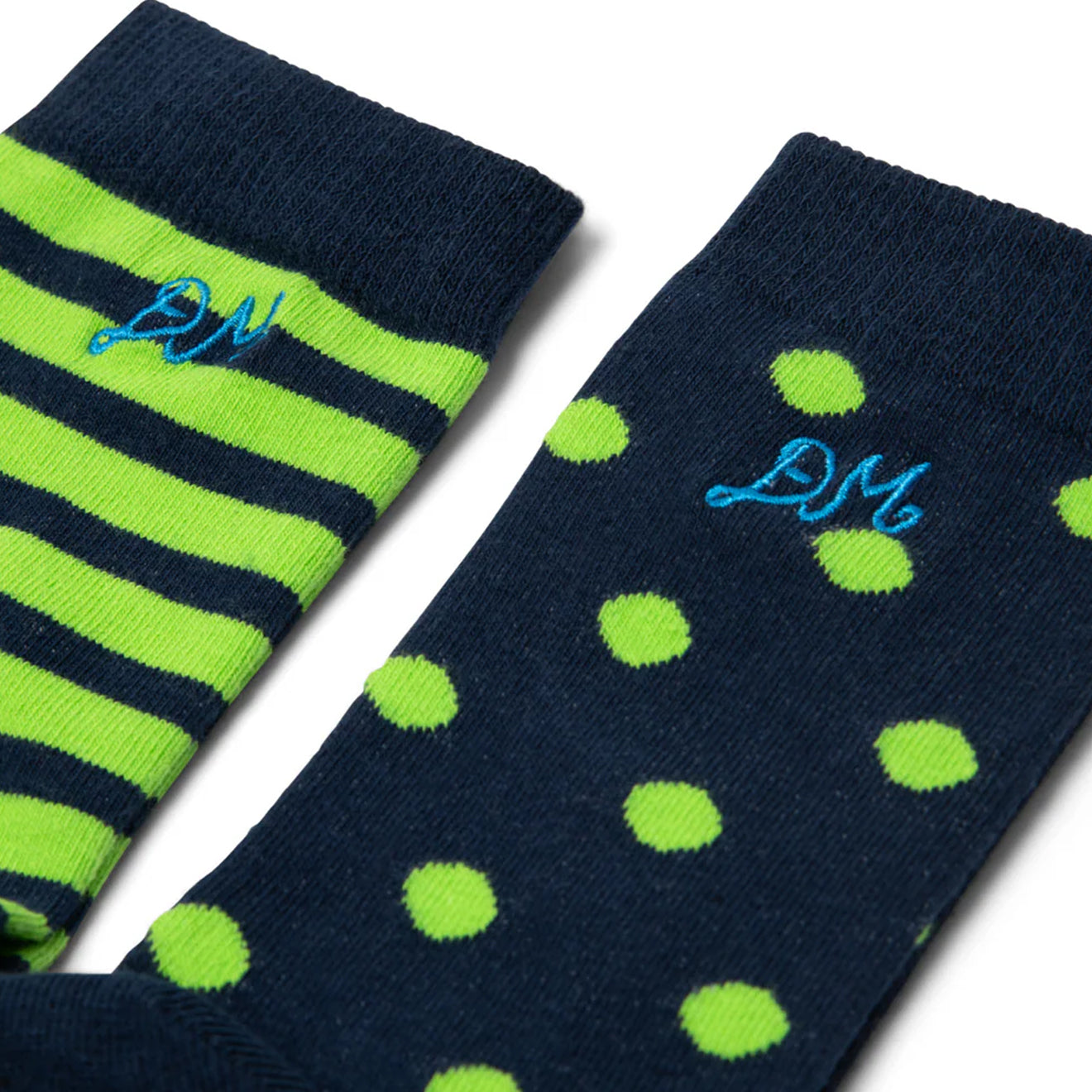 Damson Madder 2 Pack Socks Navy / Green Stripe / Spot