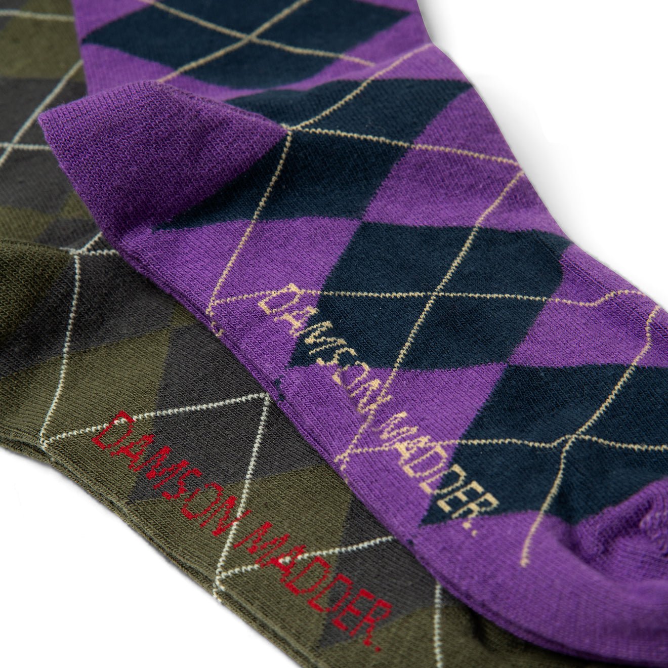 Damson Madder 2 Pack Socks Olive / Purple Argyle Multi