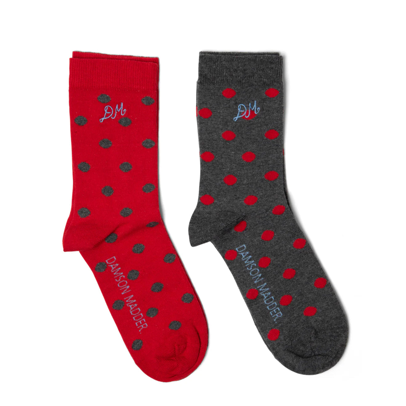 Damson Madder 2 Pack Socks Red / Charcoal Spot - pam pam 