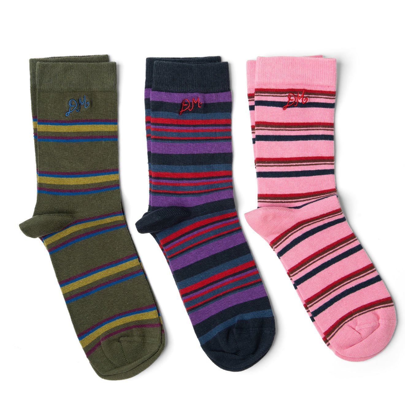 Damson Madder 3 Pack Socks Mixed Pop Stripe Multi