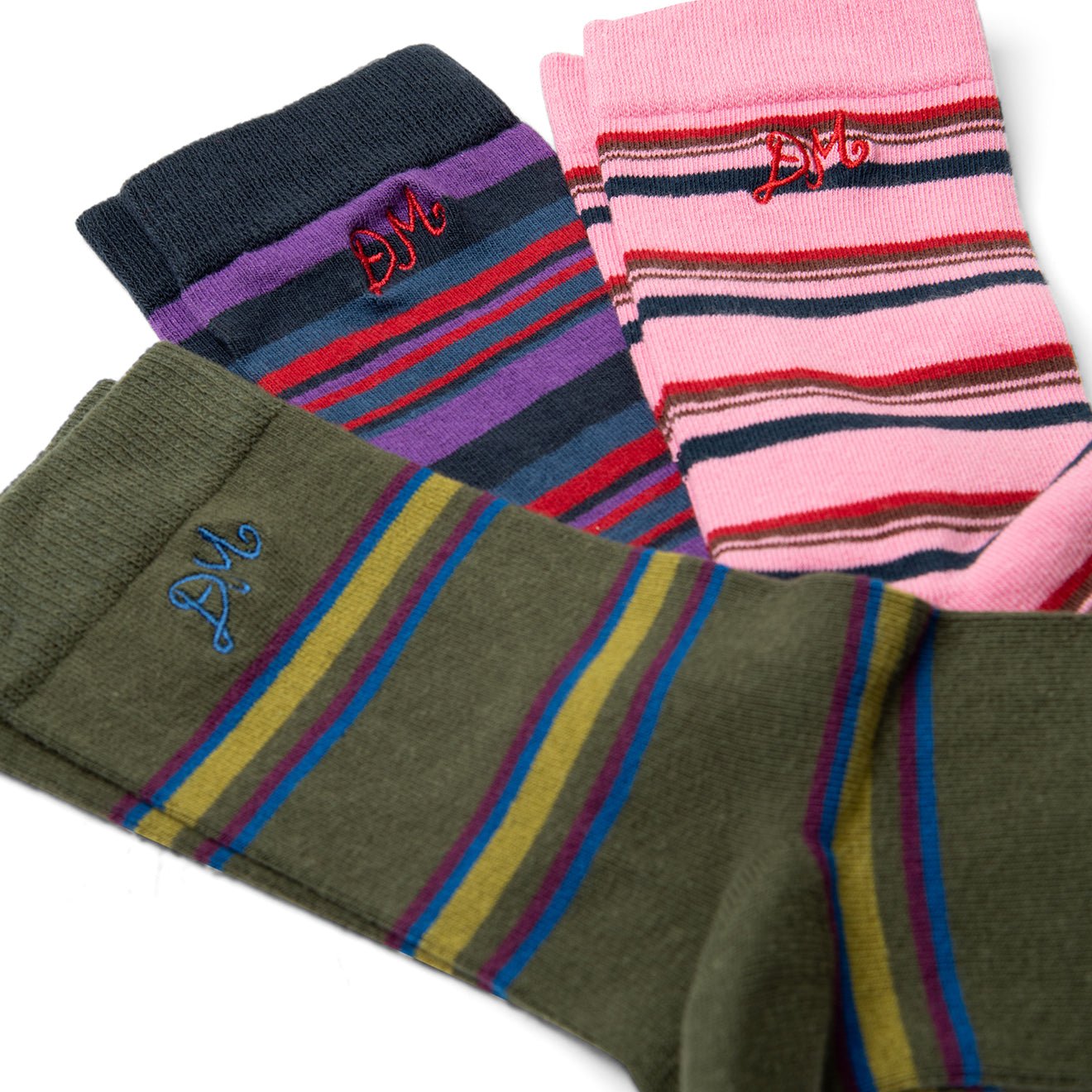 Damson Madder 3 Pack Socks Mixed Pop Stripe Multi