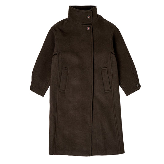 Damson Madder Agnes Wool Coat Chocolate Choc