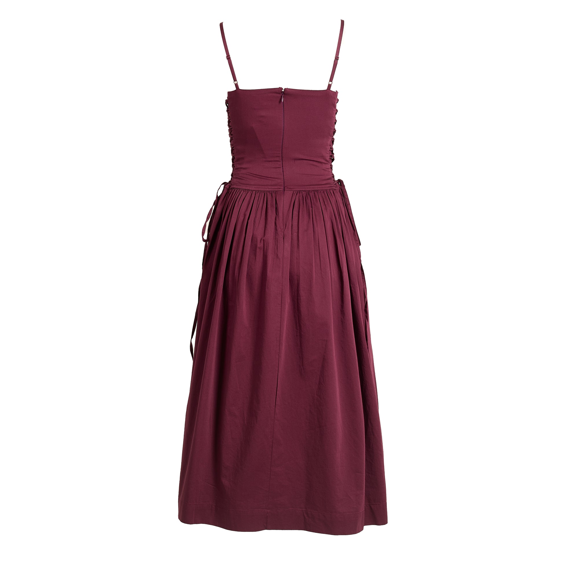 Damson Madder Angelina Cotton Satin Dress Fig - pam pam 