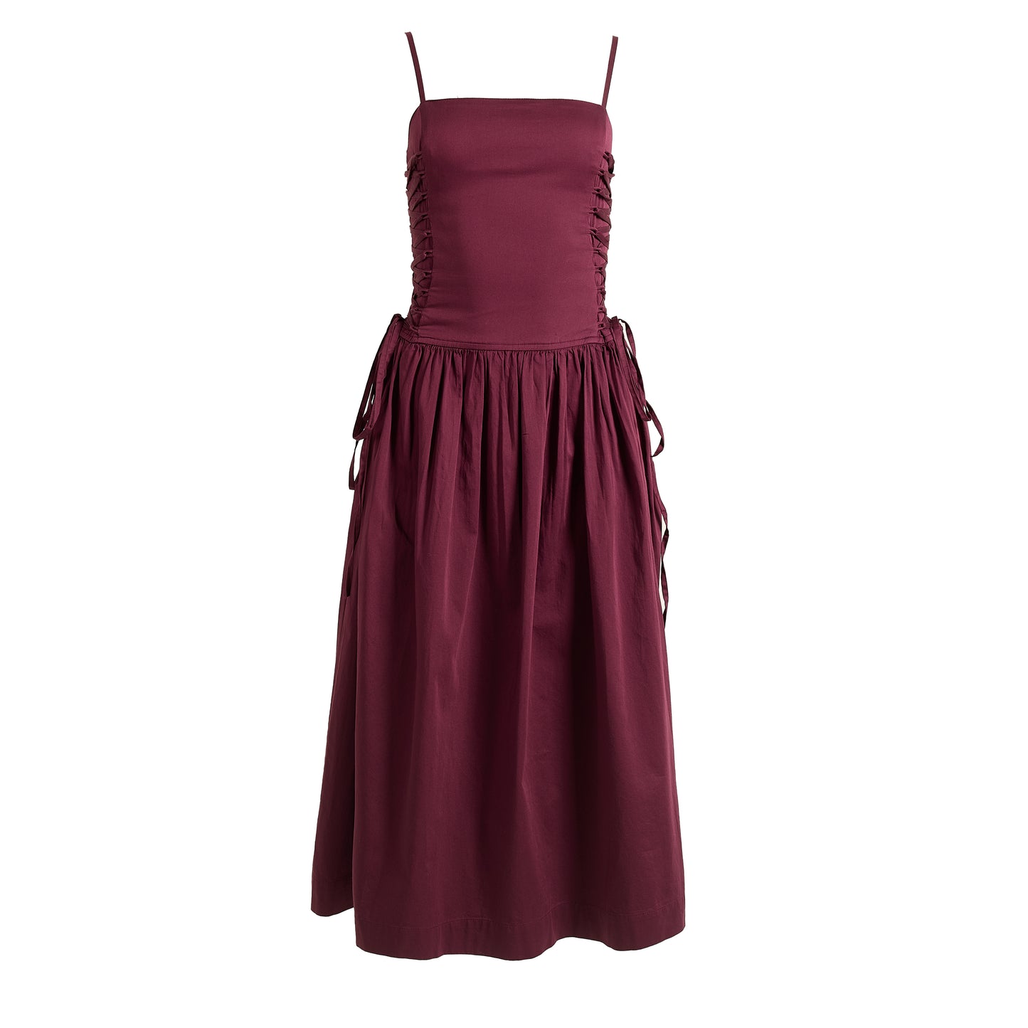 Damson Madder Angelina Cotton Satin Dress Fig - pam pam 
