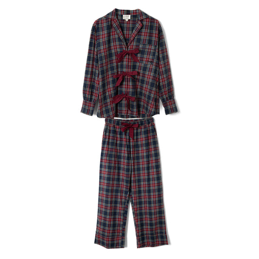 Damson Madder Antonella Flannel Pj Set Tawny Check Malbec