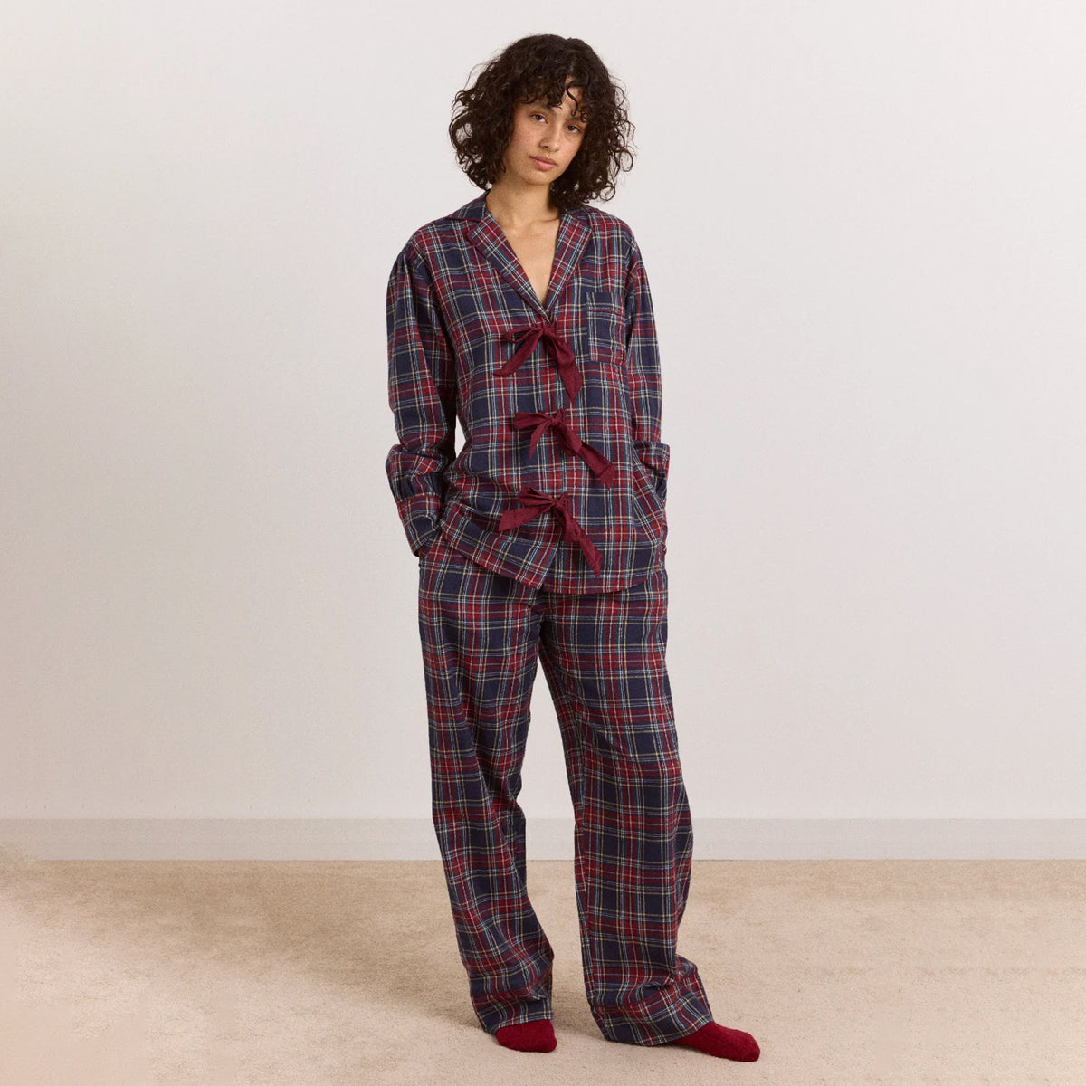 Damson Madder Antonella Flannel Pj Set Tawny Check Malbec