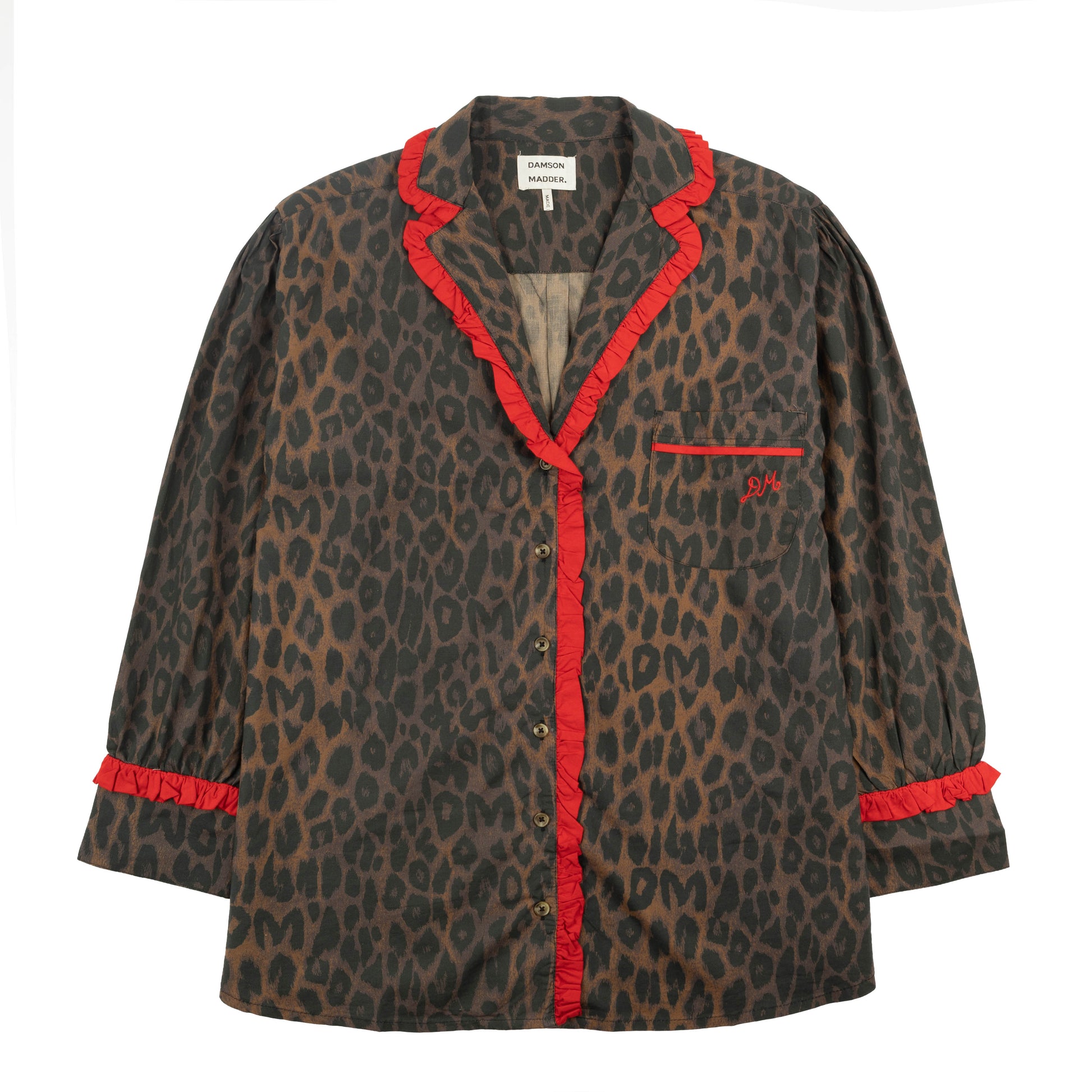 Damson Madder Antonia Pyjama Set Dark Leopard / Red - pam pam 