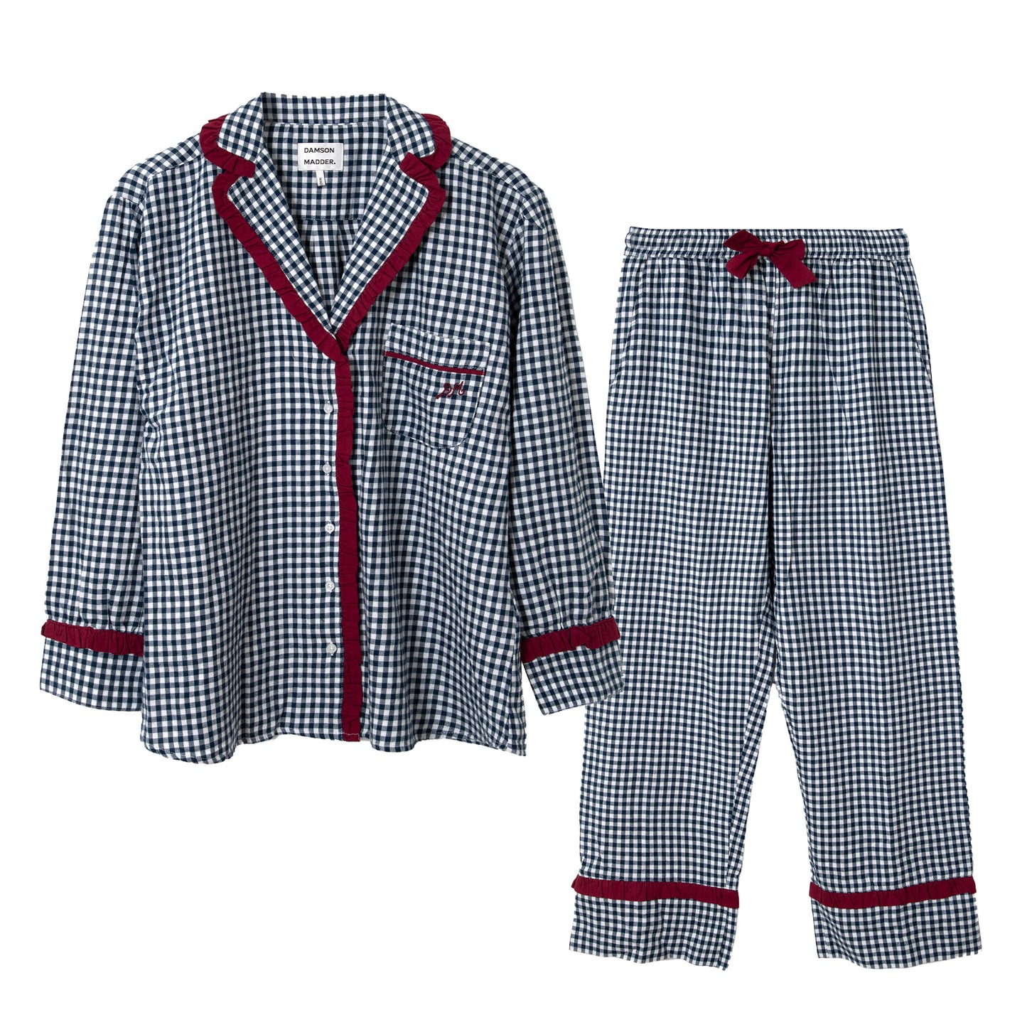 Damson Madder Antonia Pyjama Set Navy Gingham - pam pam 