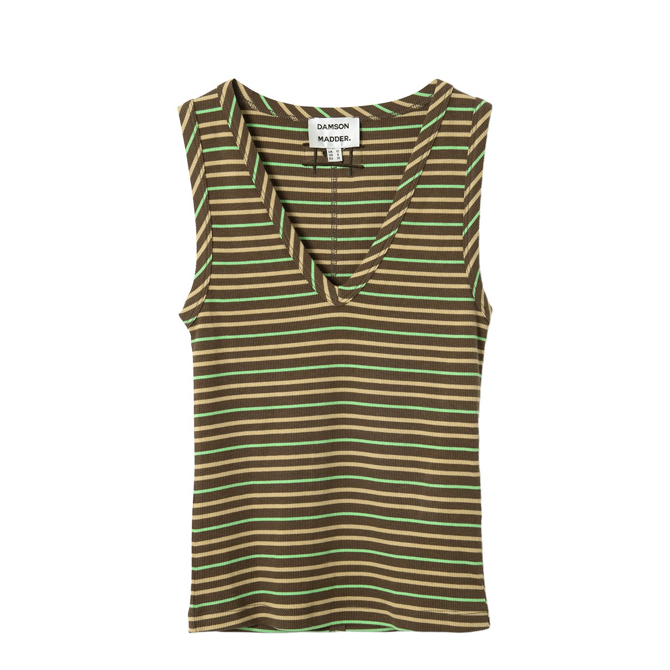 Damson Madder Arlea V-Neck Tank Brown Stripe Multi