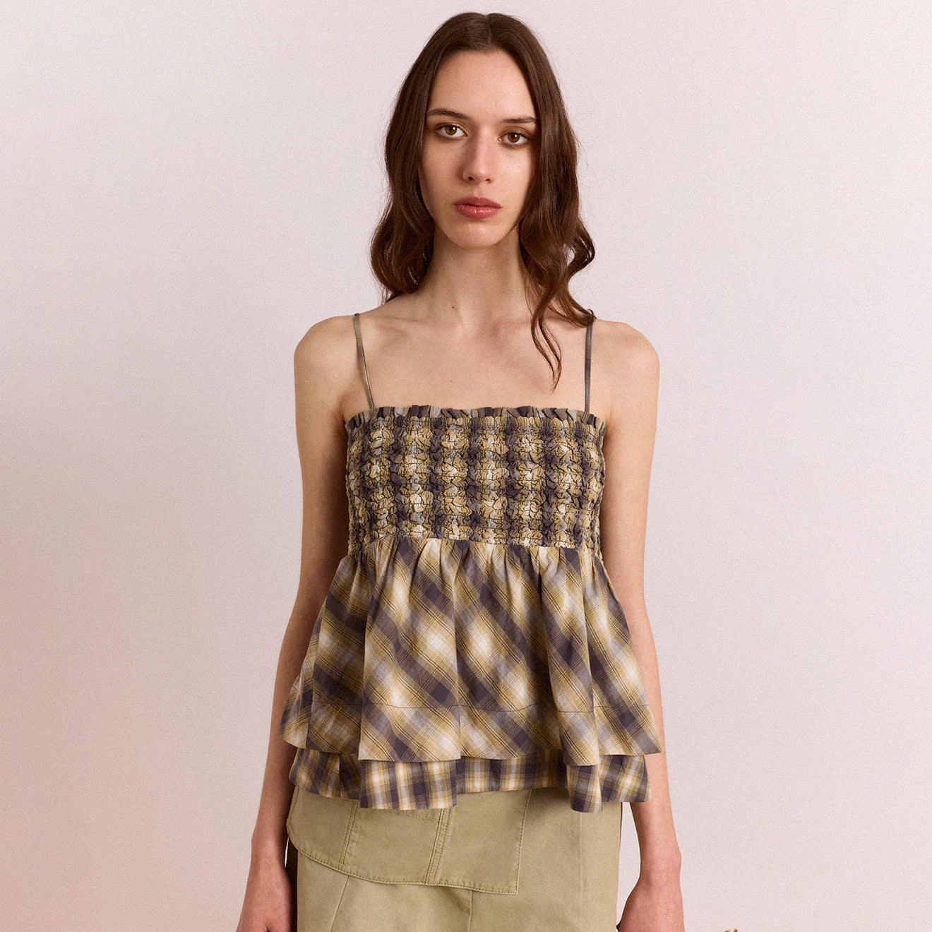 Damson Madder Azalea Cami Mix Check Cardamon