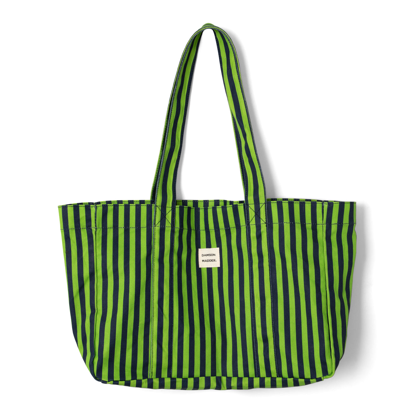 Damson Madder Canvas Tote Navy Lime Stripe