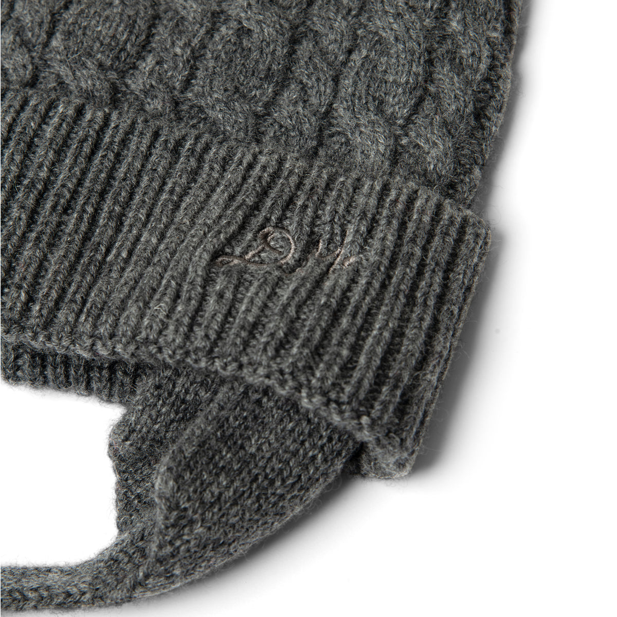 Damson Madder Cashmere Mix Turn Up Tie Beanie Charcoal