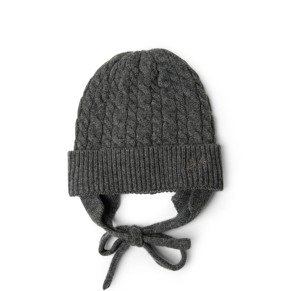 Damson Madder Cashmere Mix Turn Up Tie Beanie Charcoal
