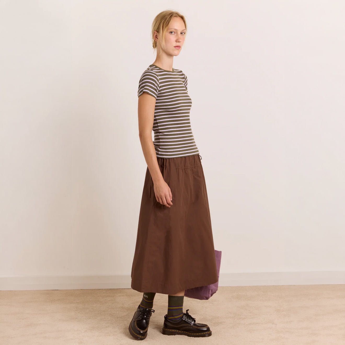 Damson Madder Caspia Volume Midi Skirt Choc