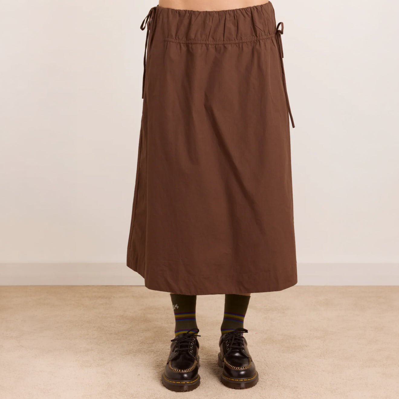 Damson Madder Caspia Volume Midi Skirt Choc