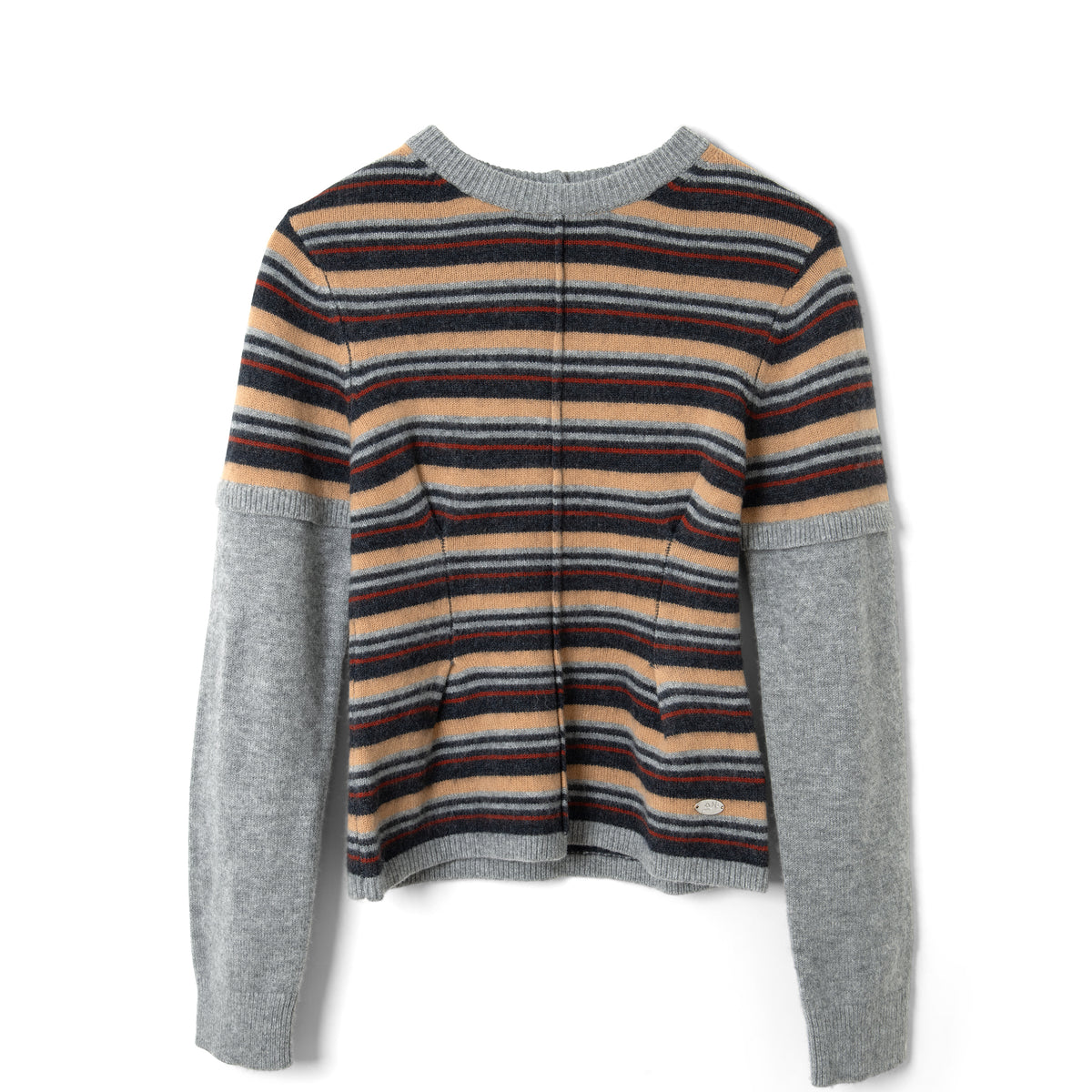 Damson Madder Clara Double Sleeve Merino Wool Jumper Stripe Multi