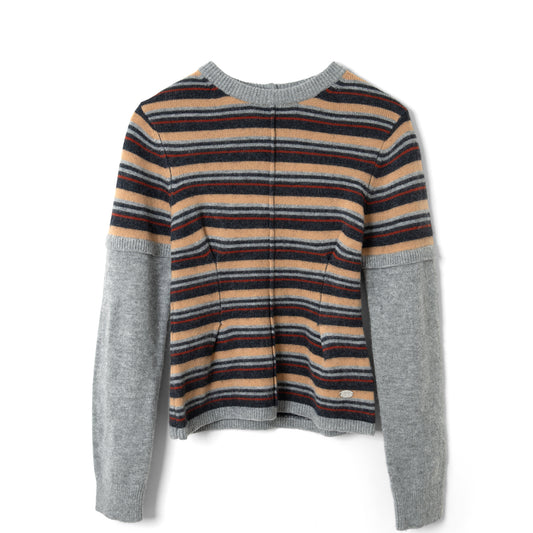 Damson Madder Clara Double Sleeve Merino Wool Jumper Stripe Multi