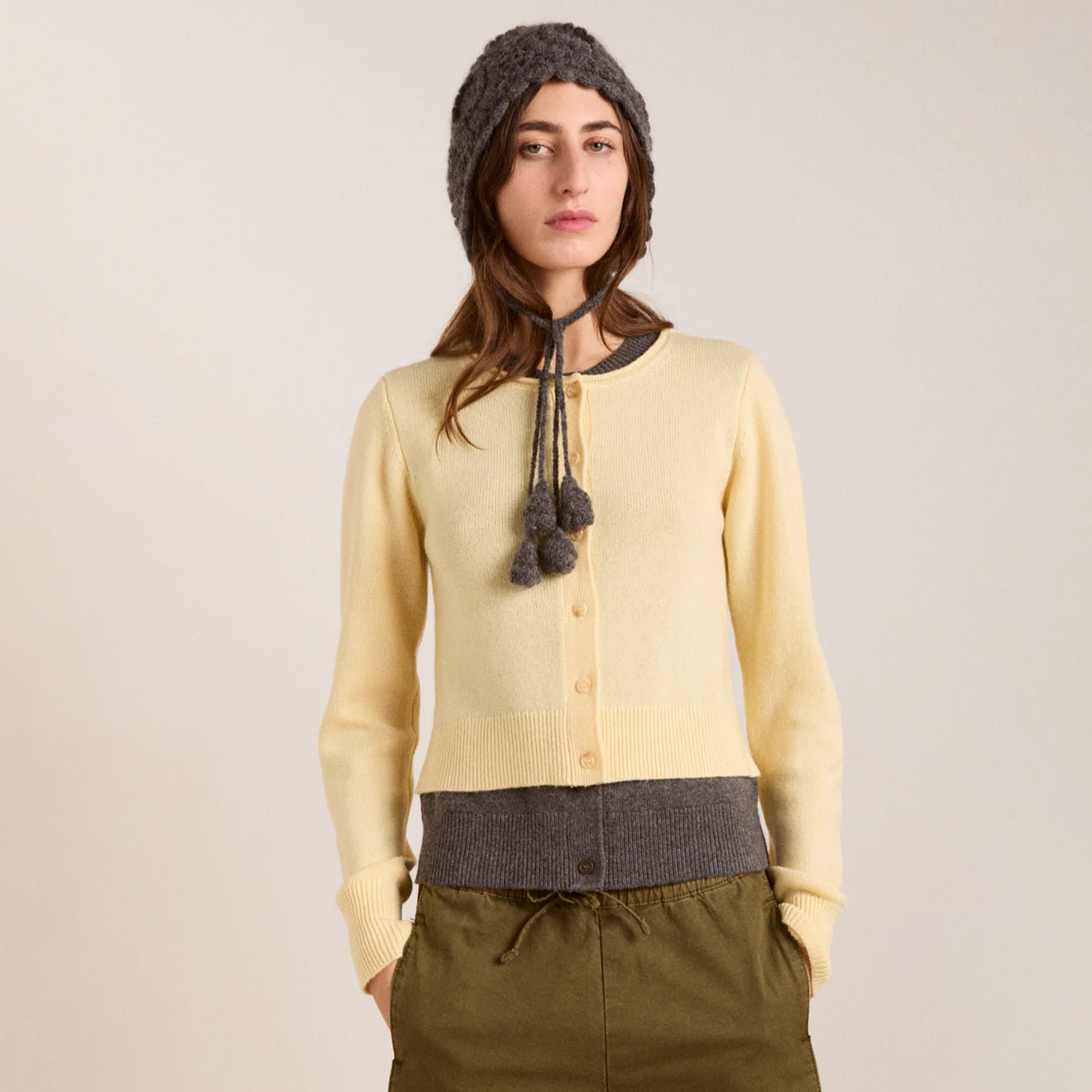 Damson Madder Crochet Bonnet Charcoal Marl