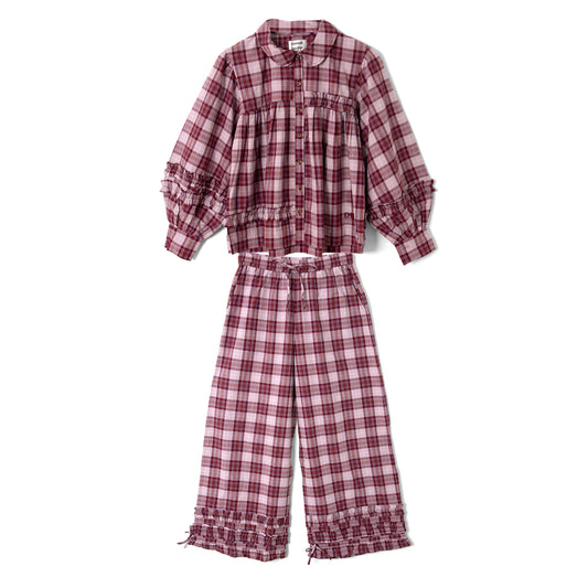 Damson Madder Elio Pj Set Berry Lilac Check