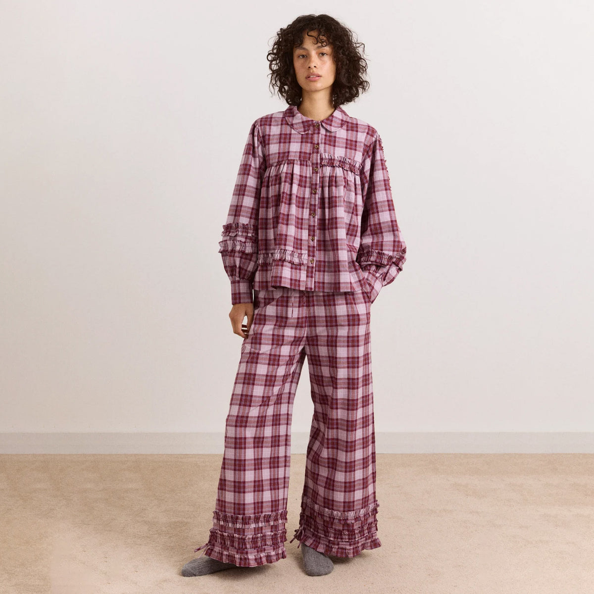 Damson Madder Elio Pj Set Berry Lilac Check