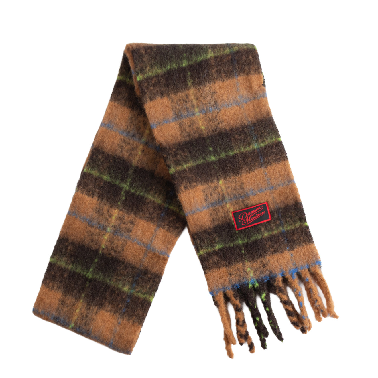 Damson Madder Fluffy Scarf Tan Check - pam pam 