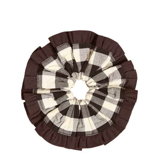 Damson Madder Frill Edge Scrunchie Butter Gingham