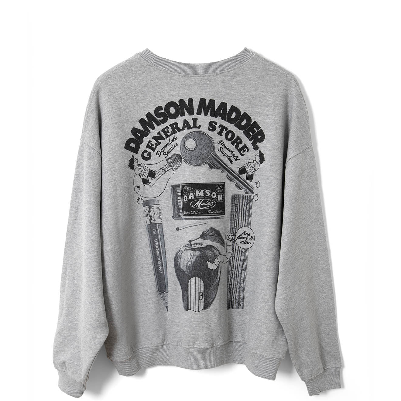 Damson Madder General Store Graphic Sweatshirt Grey Marl - pam pam 