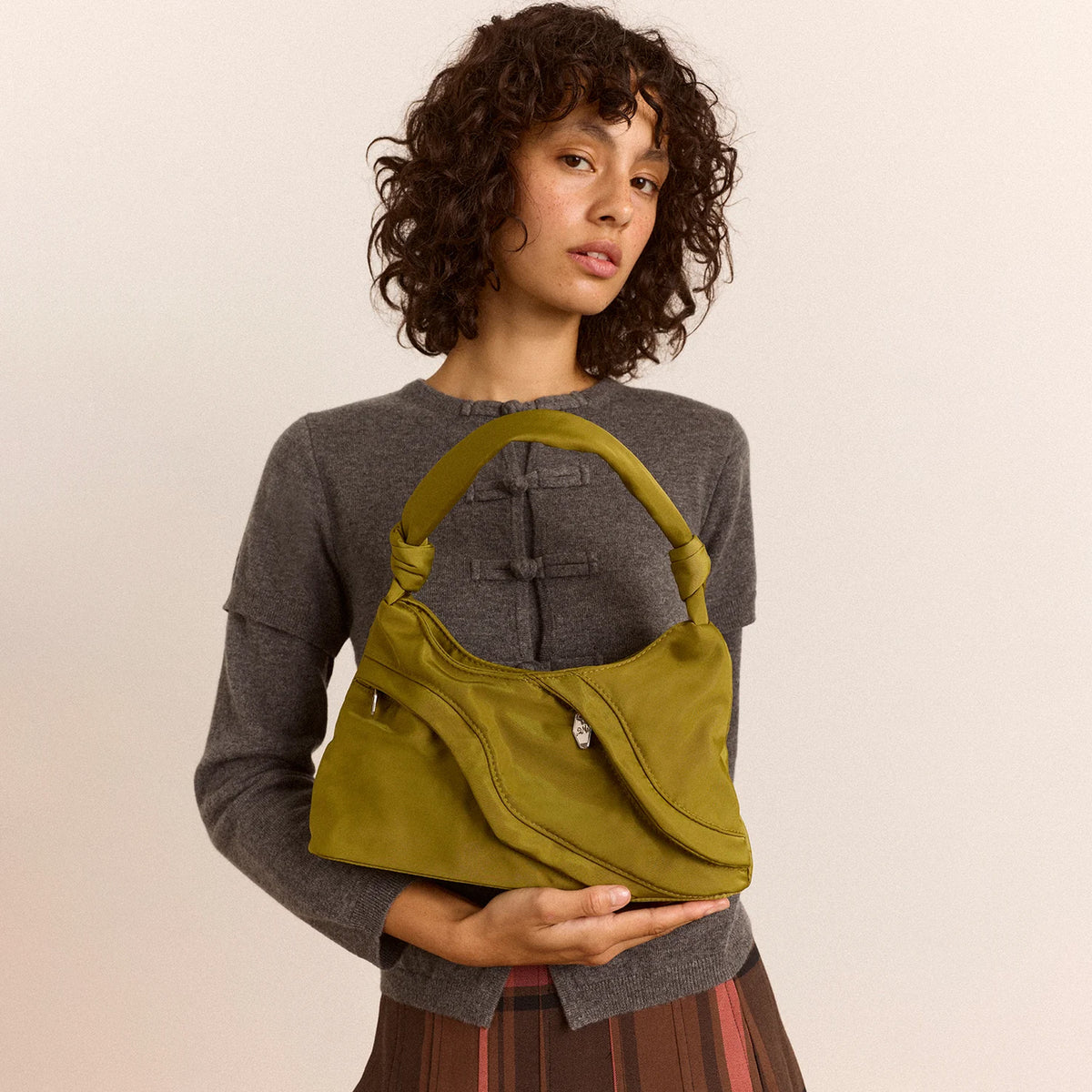 Damson Madder Heavy Satin Byron Bag Chartreuse