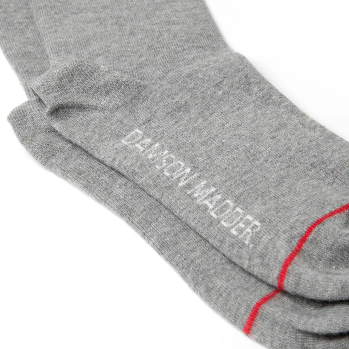 Damson Madder High Knee Socks Grey Marl With Red Stripe - pam pam 