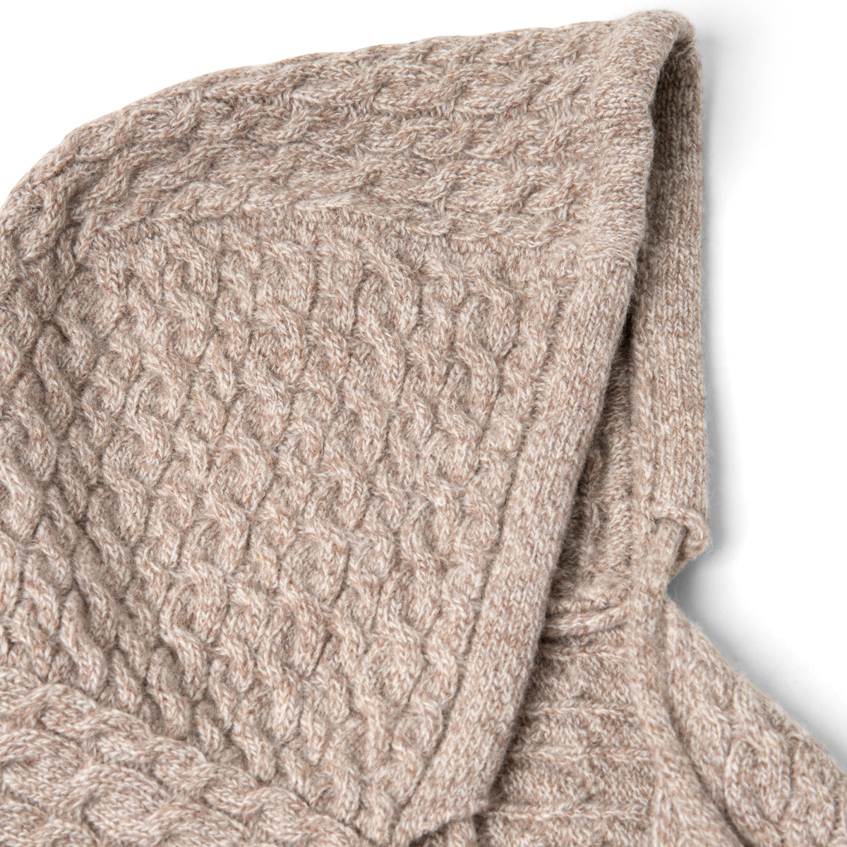 Damson Madder Hooded Pom Pom Scarf Oatmeal Marl