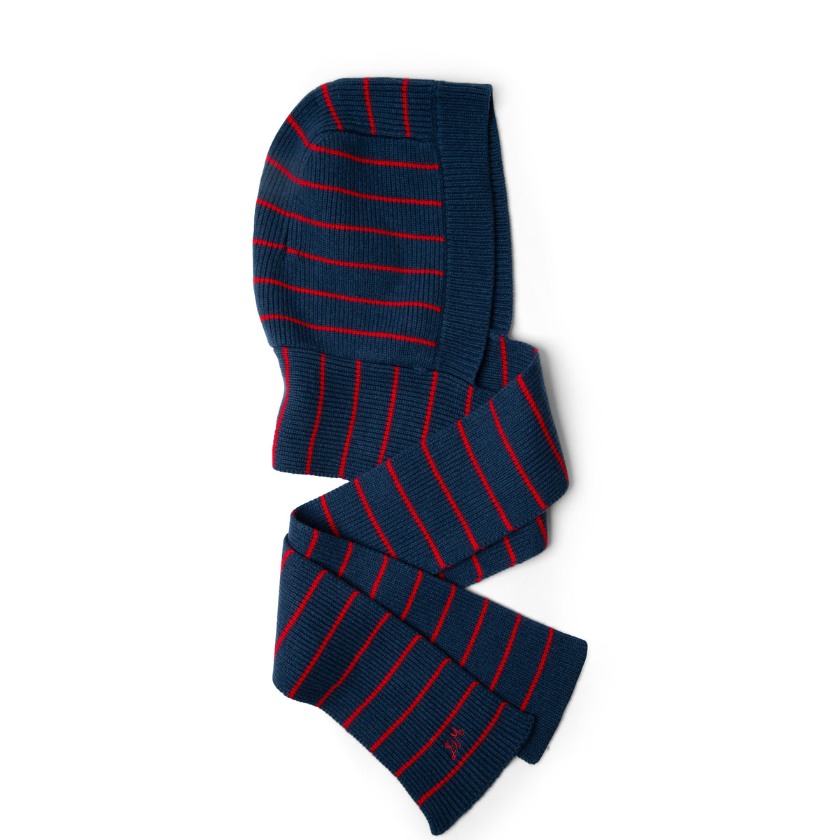 Damson Madder Hooded Scarf Blue Stripe