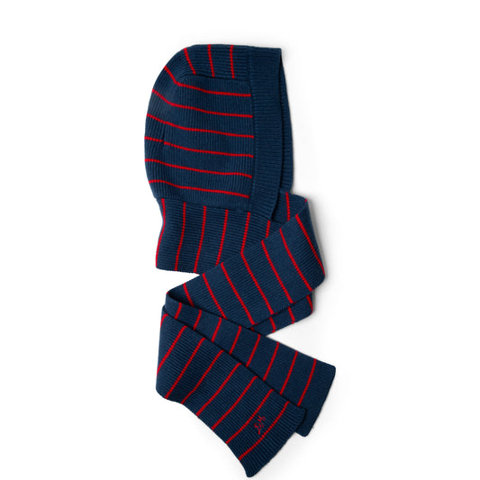 Damson Madder Hooded Scarf Blue Stripe
