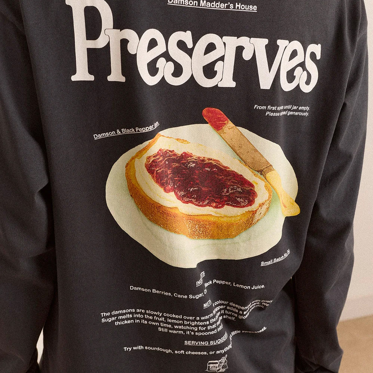 Damson Madder House Preserves L/S Graphic Tee Charcoal