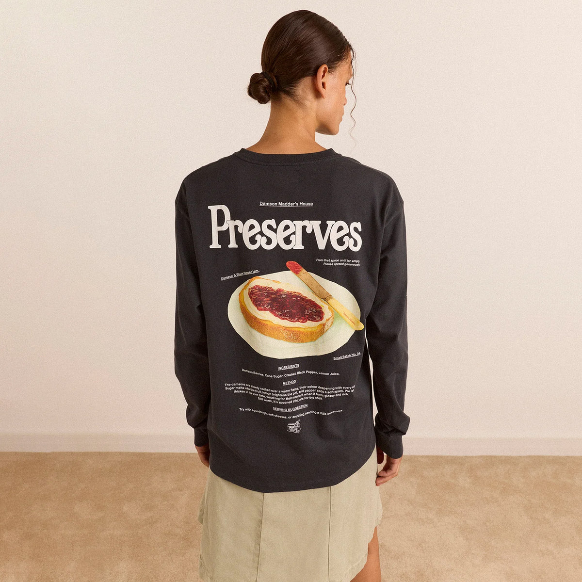 Damson Madder House Preserves L/S Graphic Tee Charcoal