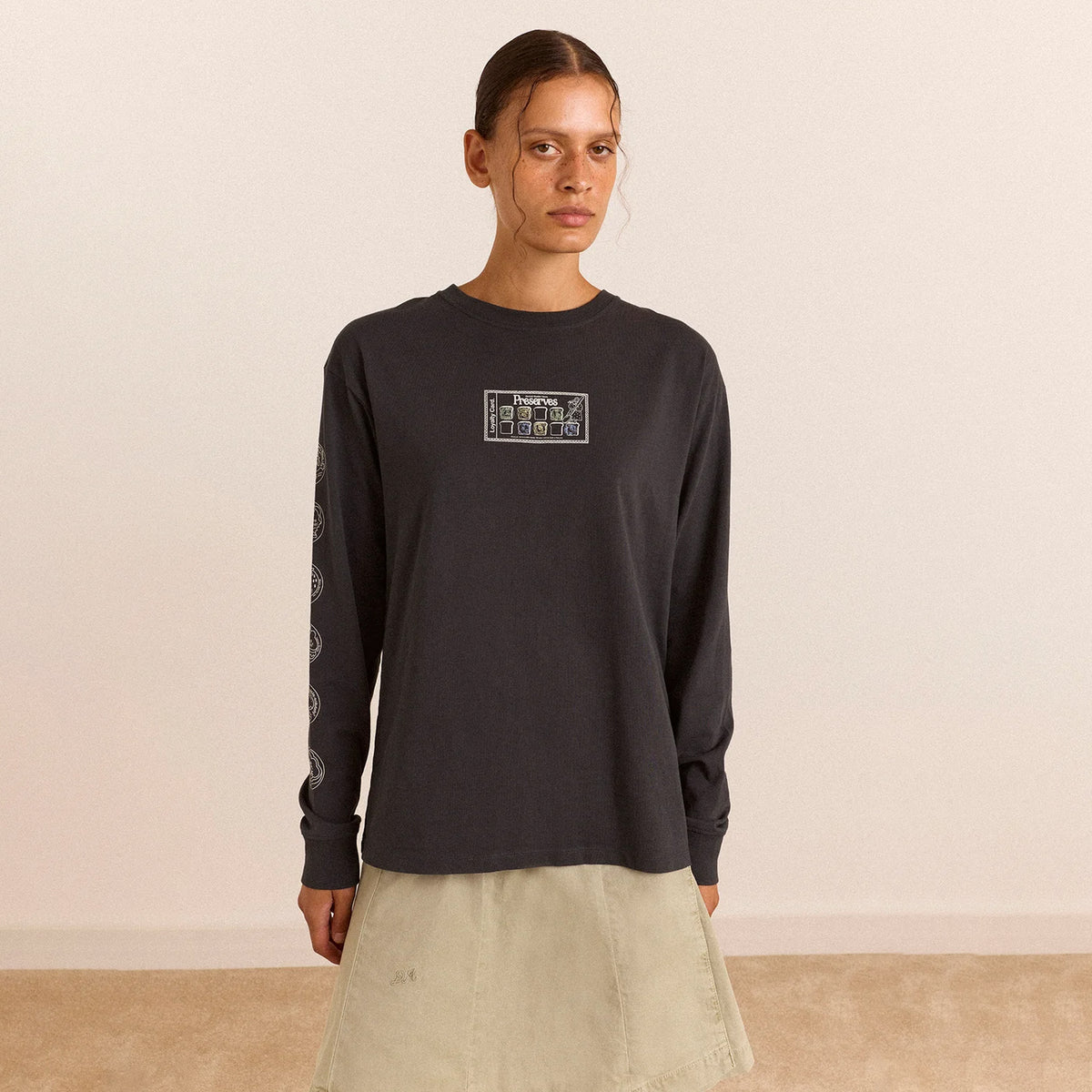 Damson Madder House Preserves L/S Graphic Tee Charcoal